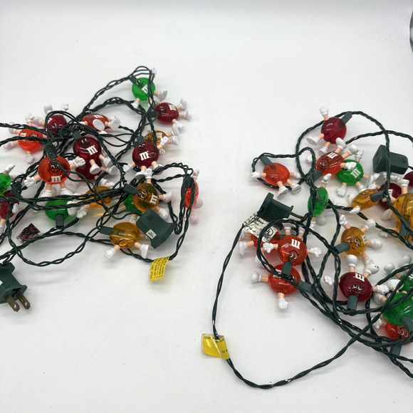 Vintage 1990 M&M String Lights Christmas Holiday Strand Acrylic M&M’s - Picture 1 of 3